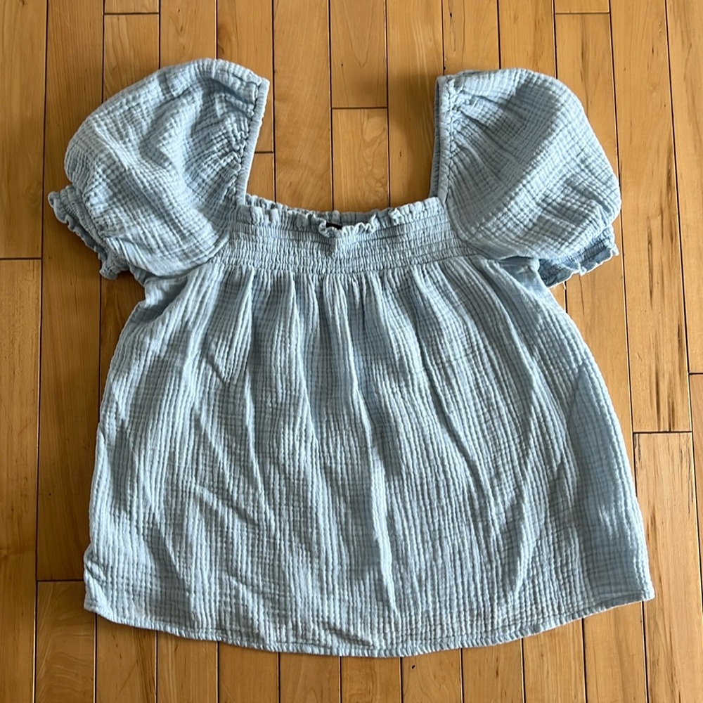 J.Crew Puff Sleeve Textured Top